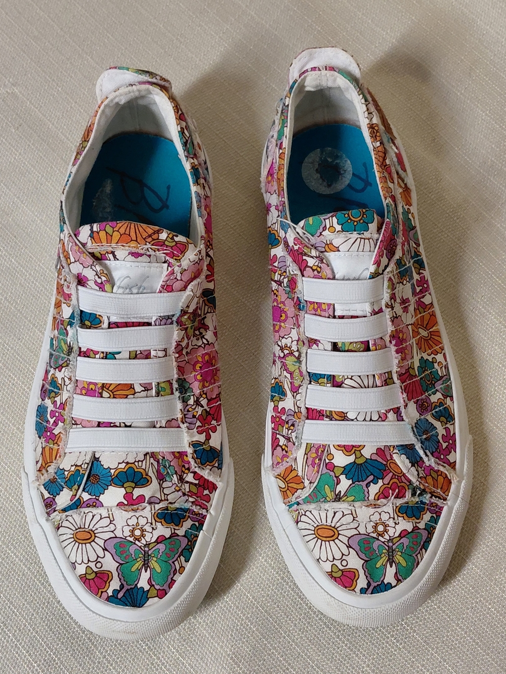 Blowfish Malibu *Marley Slip-On Canvas Sneakers Retro Floral & Butterfly Sz 7.5